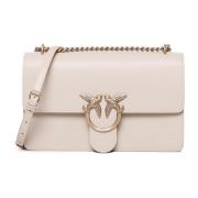 Pinko Beige Läder Axelväska Love Birds Beige, Dam