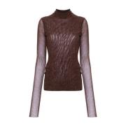 Philosophy di Lorenzo Serafini Brun Mélange Mock Neck T-shirt Brown, D...