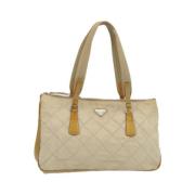 Prada Vintage Pre-owned Nylon handvskor Beige, Dam