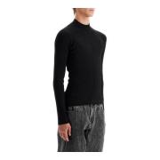 Mugler Räfflad Långärmad Skulptural Topp Black, Herr