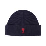 Ami Paris Nattblå/Röd Beanie Hat Blue, Dam