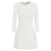 Elisabetta Franchi Kort Ivory Crepe Klänning White, Dam