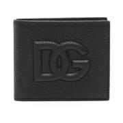 Dolce & Gabbana Logo Billfold Plånbok Svart Läder Black, Herr