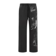 Off White Svarta Bomullssweatpants med Unik Grafik Black, Herr