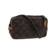 Louis Vuitton Vintage Pre-owned Belagd canvas axelremsvskor Brown, Dam