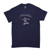 Thrasher Logo Print Navy/White T-shirt Blue, Herr