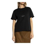 Saint Laurent Logotryckt T-shirt Black, Dam