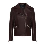 Kiton Klassisk Läder Bikerjacka Brown, Dam