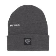 Iuter Logo Fold Beanie Hat Asphalt Gray, Herr