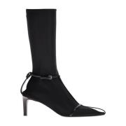 Jil Sander Ankelboots med spännen och läderremmar Black, Dam