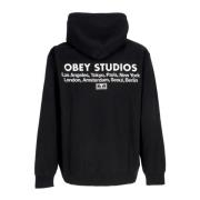 Obey Svart Fleece Hoodie med Brodyr Black, Herr