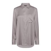 MOS MOSH Elegant Satinskjorta med Ficka Gray, Dam