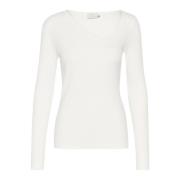 Kaffe Asymmetrisk Hals Långärmad T-shirt White, Dam