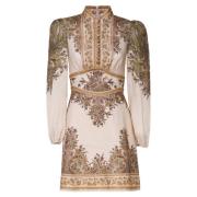 Zimmermann Mandarinkrage Blommig Klänning Beige Multicolor, Dam