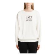 Emporio Armani EA7 Enfärgad Logosweatshirt White, Dam