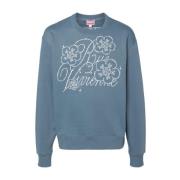 Kenzo Blå Crew Neck Sweater Broderad Logotyp Blue, Herr