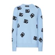 Dolce & Gabbana Broderad Logo Jersey Tröja Blue, Dam