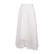 Alexander McQueen Vit Bomull Poplin Midi Kjol White, Dam