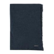 Faliero Sarti Kashmir Siden Scarf Rektangulär Marinblå Fransad Blue, H...