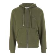 Maison Kitsuné Grön Bomull Zip-through Hoodie Sweatshirt Green, Herr