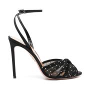 Aquazzura Svarta Strass Sandaler Mandel Tå Black, Dam