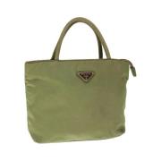 Prada Vintage Pre-owned Nylon handvskor Green, Dam