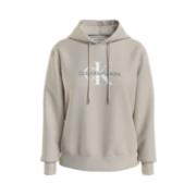 Calvin Klein Arkiv Monologo Hoodie Vit Logotyp Beige, Herr