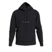 Calvin Klein Svart Institutional Hoodie med Vit Logotyp Black, Herr