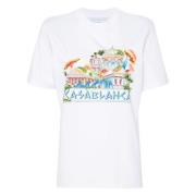 Casablanca Vit Crewneck Tryckta T-shirts och Polos White, Dam