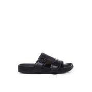 Loewe Svarta Slide Sandaler med Anagram Spänne Black, Dam