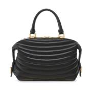 Salvatore Ferragamo Quiltad Läder Axelväska med Logotyp Black, Dam