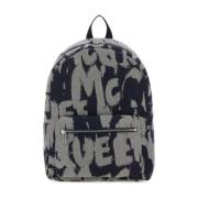 Alexander McQueen Graffiti Denim Ryggsäck Blå Multicolor, Herr