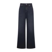 Alexander McQueen Blå Wide-leg Jeans Indigo Denim Blue, Dam