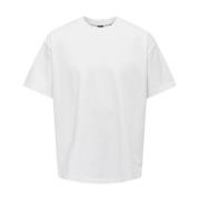 ONLY & SONS Avslappnad Bomull T-shirt White, Herr