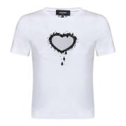 Dsquared2 Hjärtklippt Vit T-shirt White, Dam