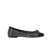 Scarosso Blå Tweed Ballet Flats med Snören Blue, Dam