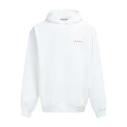 Marni Bomull Logo Print Hoodie White, Herr