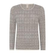 Skovhuus Multifärgad O-Neck Pullover Blus Kräm Beige, Dam