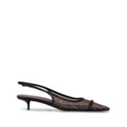 Saint Laurent Djurmönstrad Mesh Slingback Pumps Brown, Dam