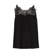 See u soon Crepe Spets Camisole - Svart Black, Dam