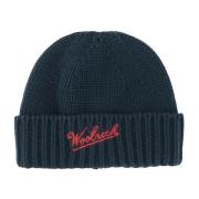 Woolrich Grön Ull Beanie med Logobroderi Blue, Herr