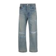 Amiri Blå Bandana Repair Straight Jeans Blue, Herr