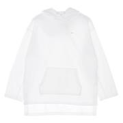 Adidas Vit Fleece Hoodie med Känguruficka White, Dam