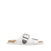 Chloé Vita platta sandaler med stor spänne White, Dam