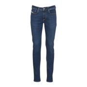 Diesel Lågt skuren skinny stretch jeans - Blå Blue, Herr