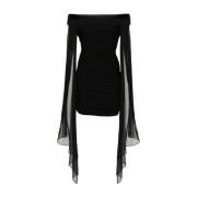 Givenchy Svart Draperad Off-Shoulder Klänning Black, Dam