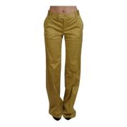 Just Cavalli Lyxiga Guld Straight Fit Byxor Yellow, Dam