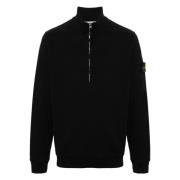 Stone Island Svart Tröja med Ståkrage Black, Herr