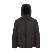 Stone Island Grå Huva Dunjacka Lättviktigt Nylon Gray, Herr