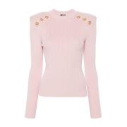 Balmain Rose Pink Ribbstickad Tröja Pink, Dam